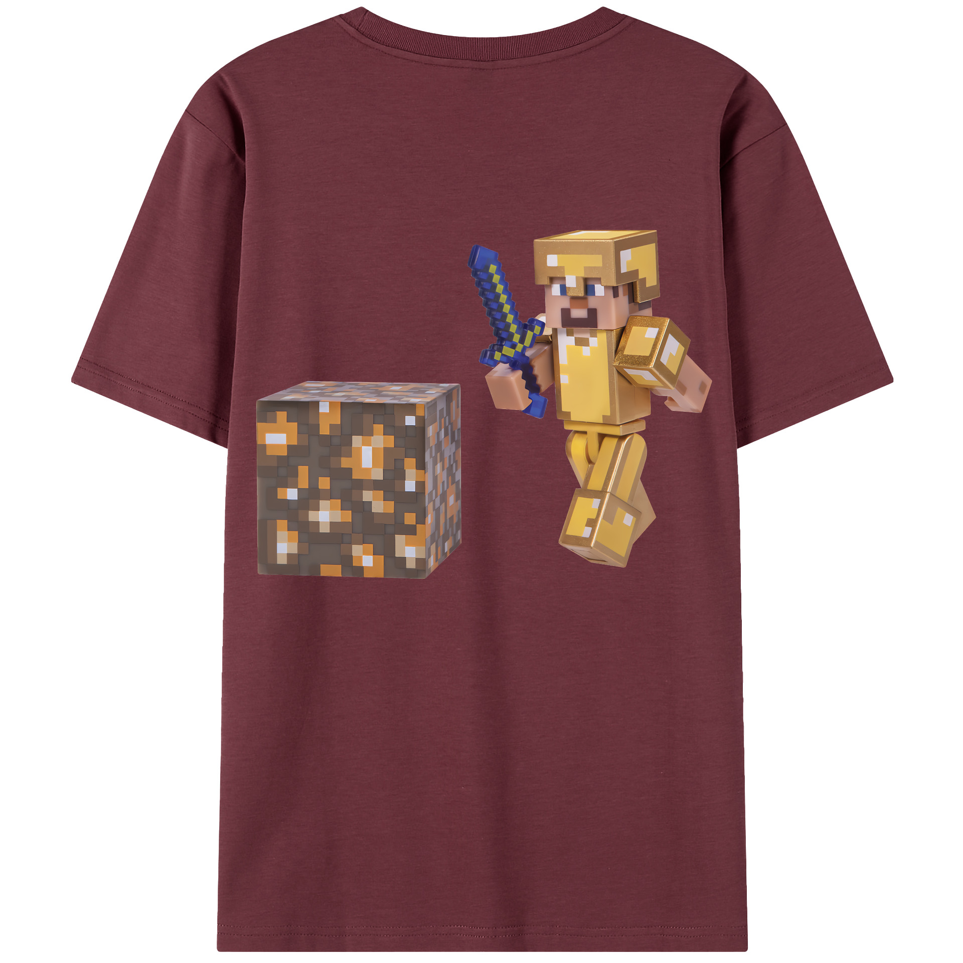 （画像用） マインクラフト ブロックの世界 Minecraft MC Block world 綿100％半袖Tシャツ（背面プリント）